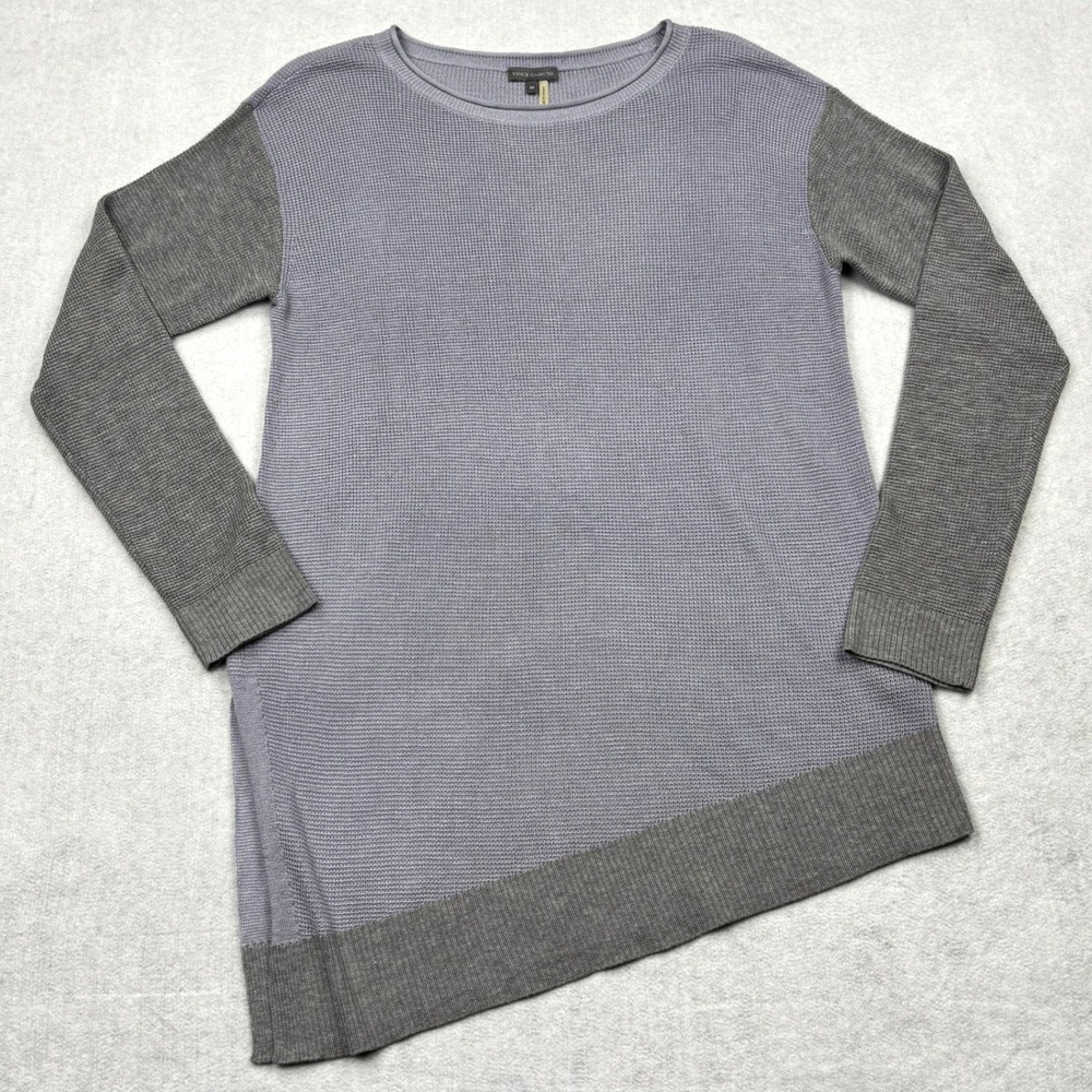 Vince Camuto Sweater Womens Medium Blue Gray Colorblock Asymmetric Tunic 9155227